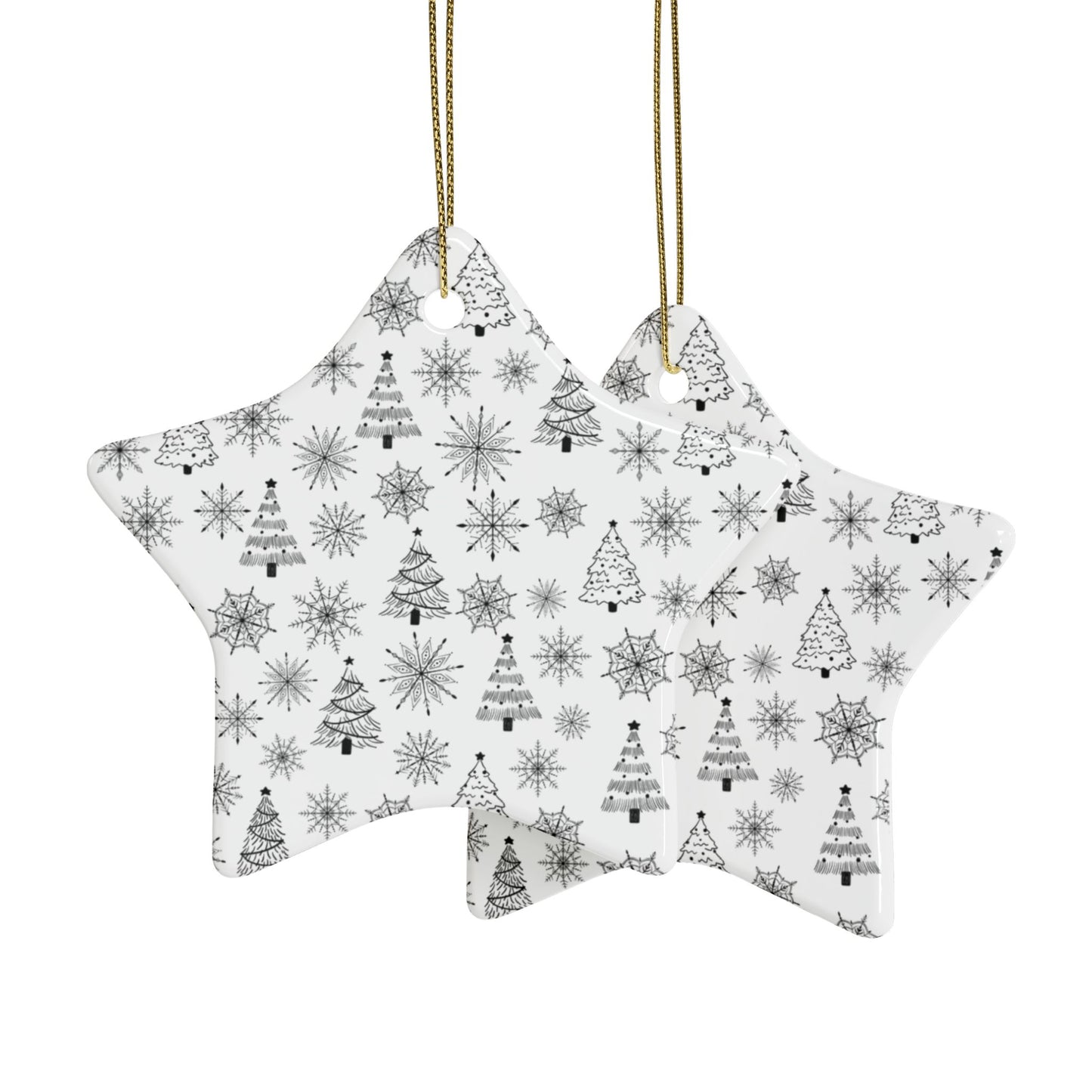 Ceramic Christmas Ornaments | Heart-Shaped Holiday Decor, Rustic Tree & Snowflake Design, Home Decoration, Gift for All Occasions