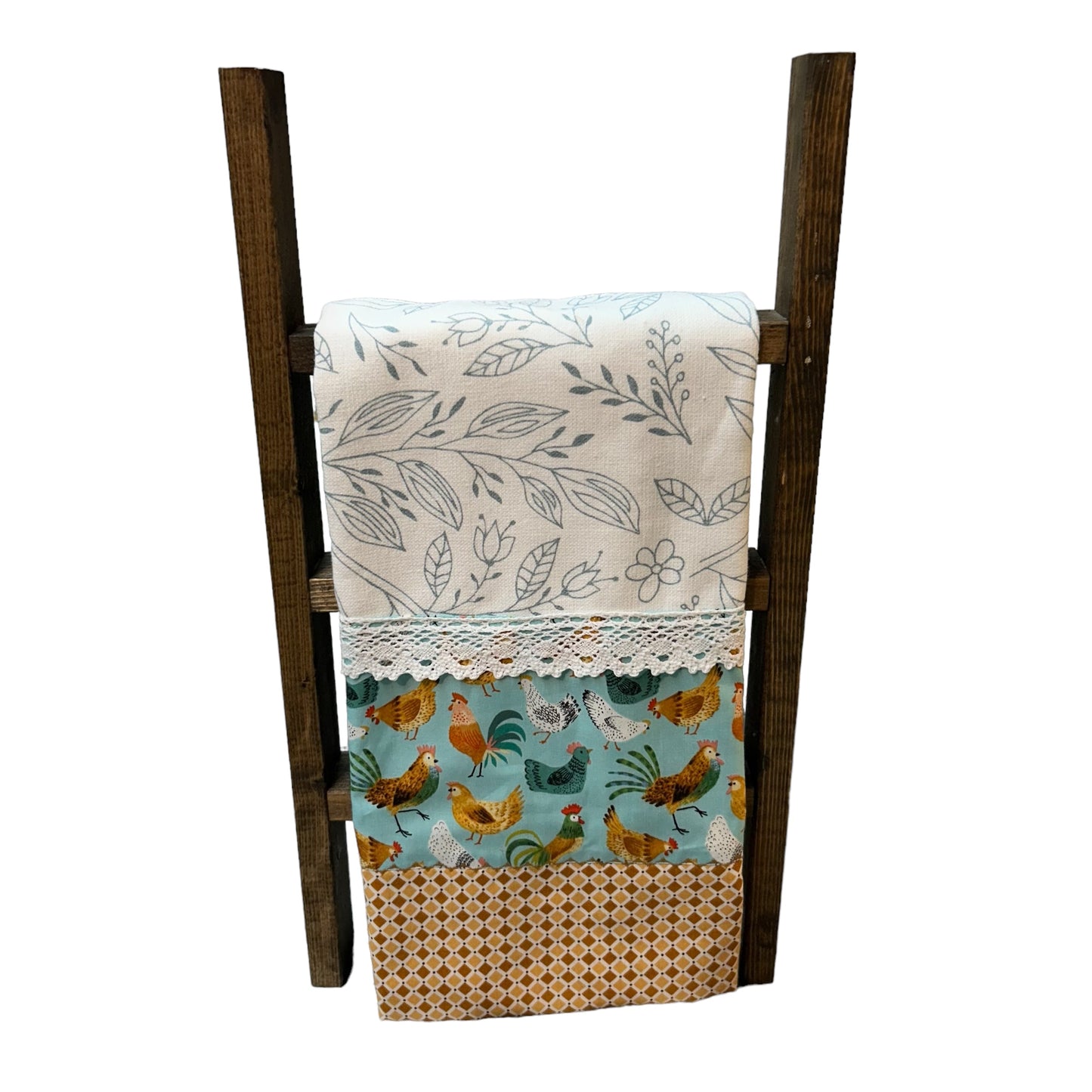 Handcrafted Country Kitchen Chicken Dish Towel with Artisan Details