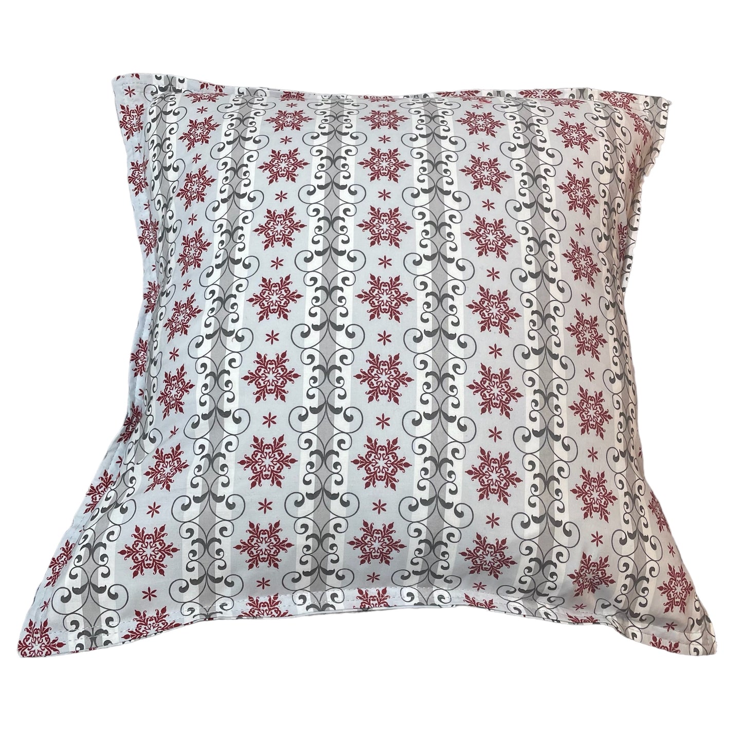 Red and Grey Snowflake Pillow Sham - Insert Sold Separately