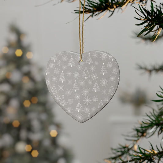 Ceramic Christmas Ornaments - Heart Shaped , Holiday Decor, Personalized Gift, Tree Decorations, Winter Celebrations, Unique Keepsake