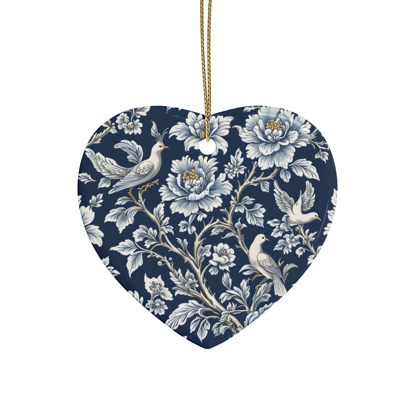 Ceramic Floral Heart Ornaments - Elegant Home Decor, Holiday Gifts, Wedding Decor, Personalized Keepsakes, Handcrafted Gifts