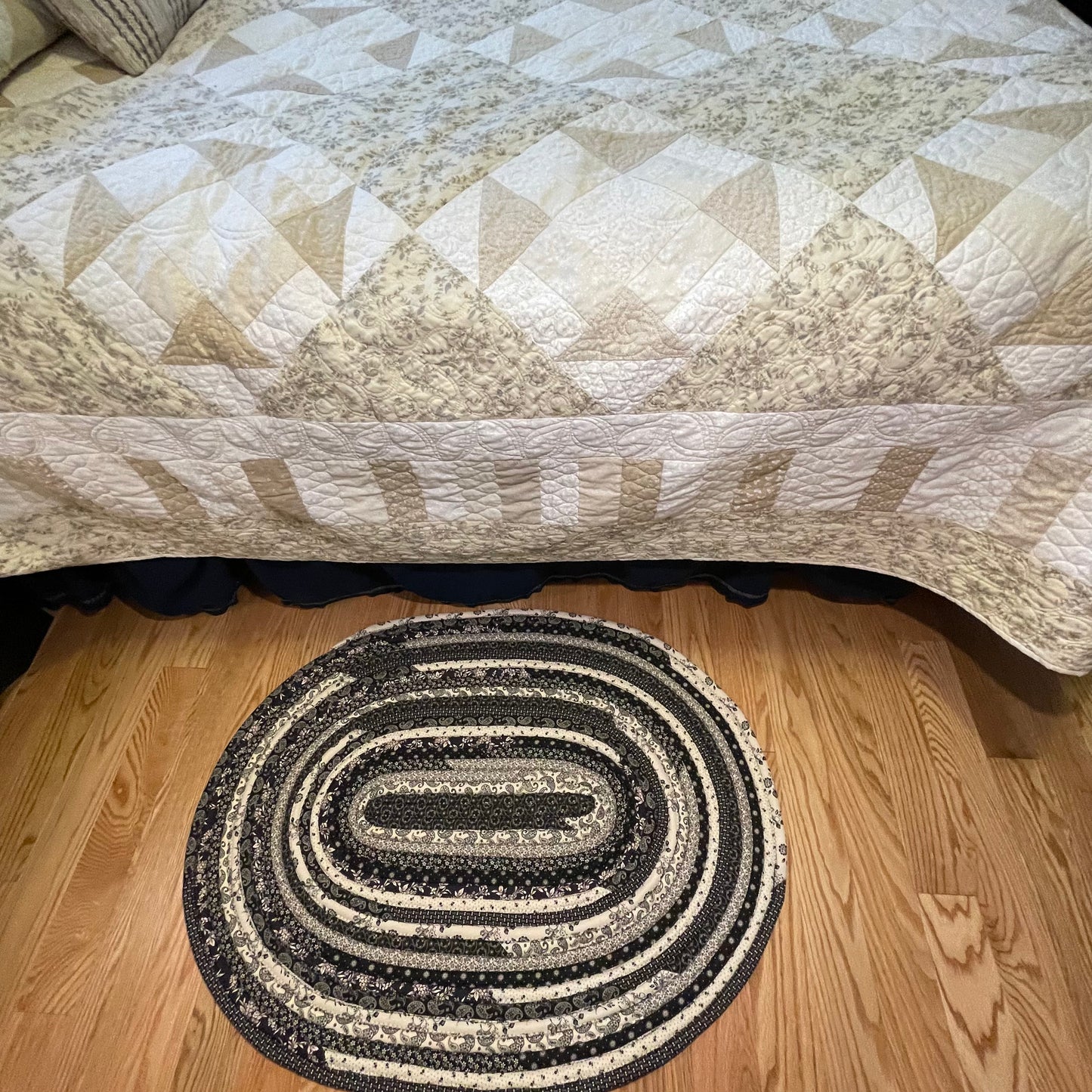 Black and Cream Jellyroll Rug for Kitchen