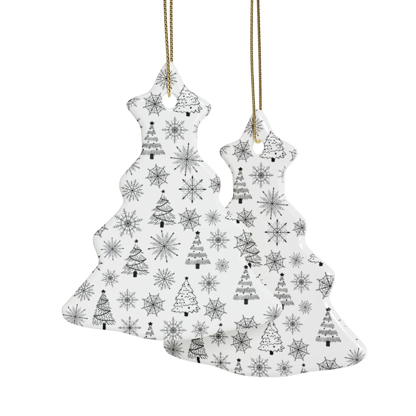 Ceramic Christmas Ornaments | Heart-Shaped Holiday Decor, Rustic Tree & Snowflake Design, Home Decoration, Gift for All Occasions
