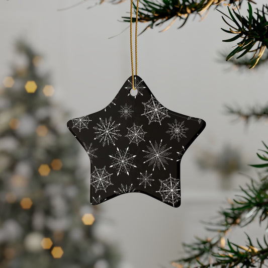 Sparkling Snowflake Ceramic Ornaments - Heart Shape Holiday Decor, Christmas Tree Decoration, Gift Tags, Winter Decorations