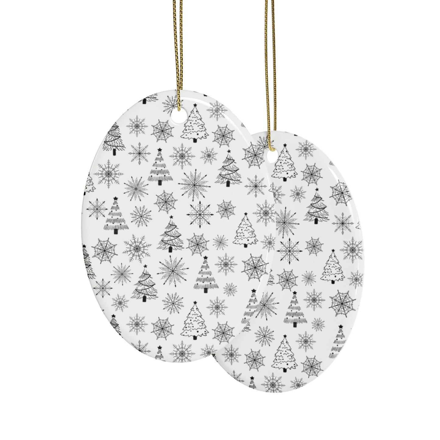 Ceramic Christmas Ornaments | Heart-Shaped Holiday Decor, Rustic Tree & Snowflake Design, Home Decoration, Gift for All Occasions
