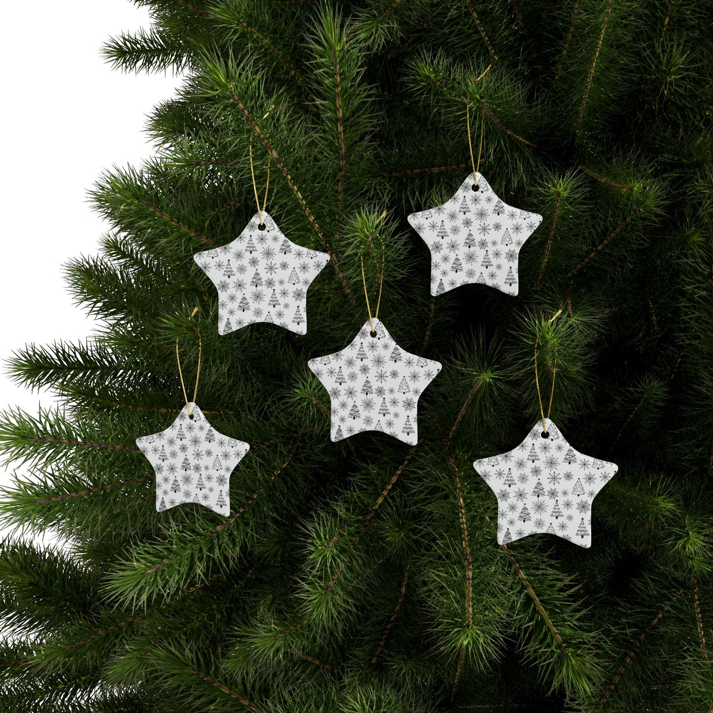 Ceramic Christmas Ornaments | Heart-Shaped Holiday Decor, Rustic Tree & Snowflake Design, Home Decoration, Gift for All Occasions