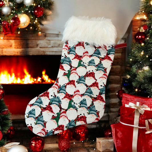 Handcrafted Canadian Gnome Christmas Stocking with Lush Fur Trim