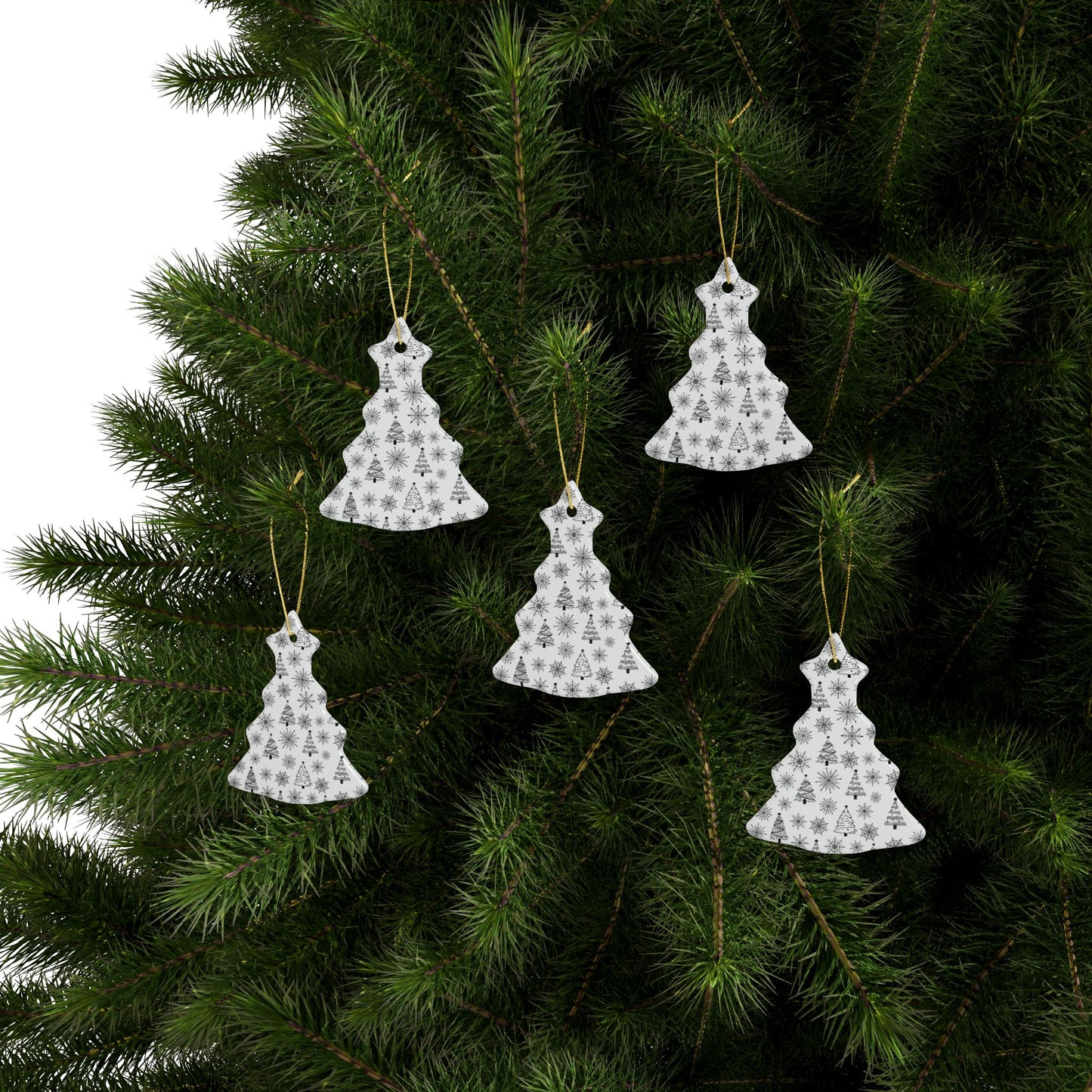Ceramic Christmas Ornaments | Heart-Shaped Holiday Decor, Rustic Tree & Snowflake Design, Home Decoration, Gift for All Occasions