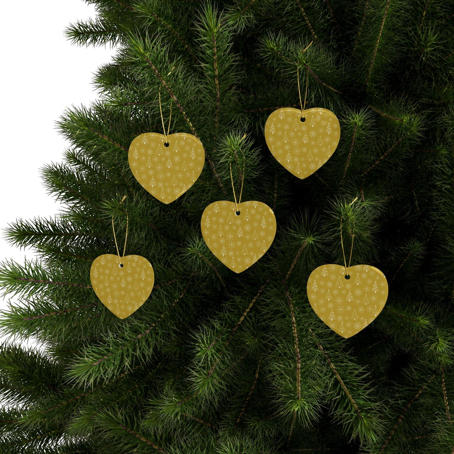 Heart-Shaped Ceramic Ornaments, Holiday Decor, Christmas Tree Ornaments, Unique Gift, Festive Home Decoration