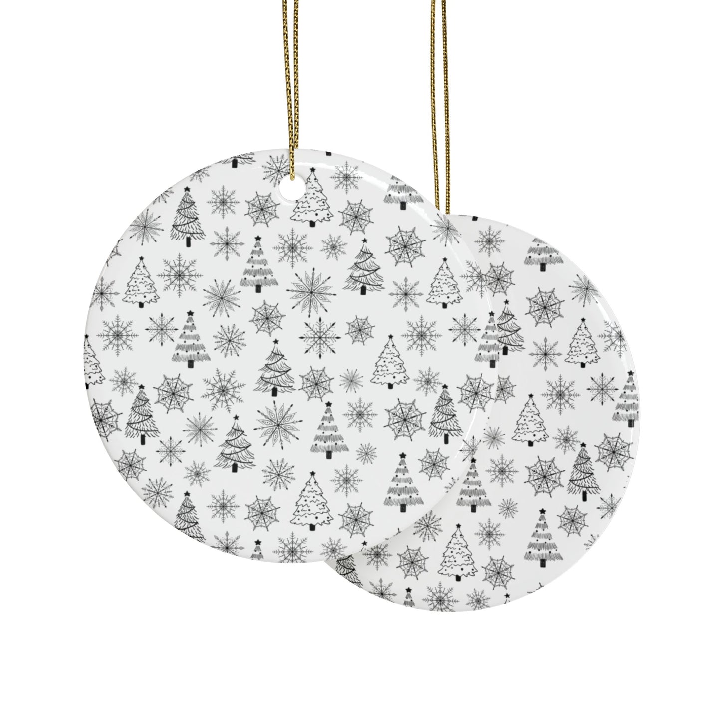 Ceramic Christmas Ornaments | Heart-Shaped Holiday Decor, Rustic Tree & Snowflake Design, Home Decoration, Gift for All Occasions