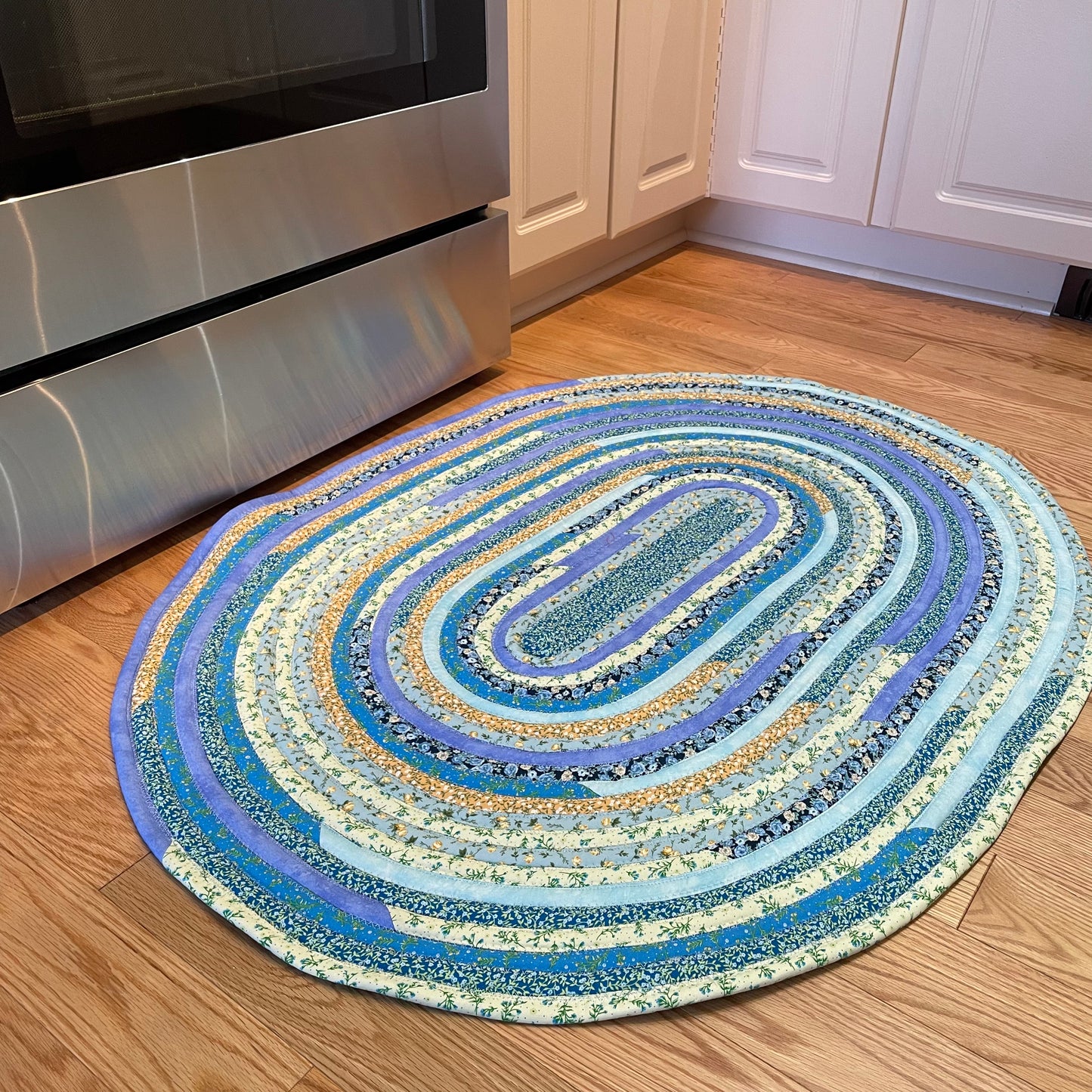 Handmade Kitchen Accent Rug, Cotton Washable Floral Rug
