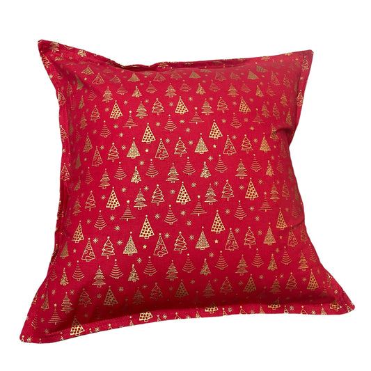Handmade Elegant Christmas Pillow Sham with Gold Trees Design