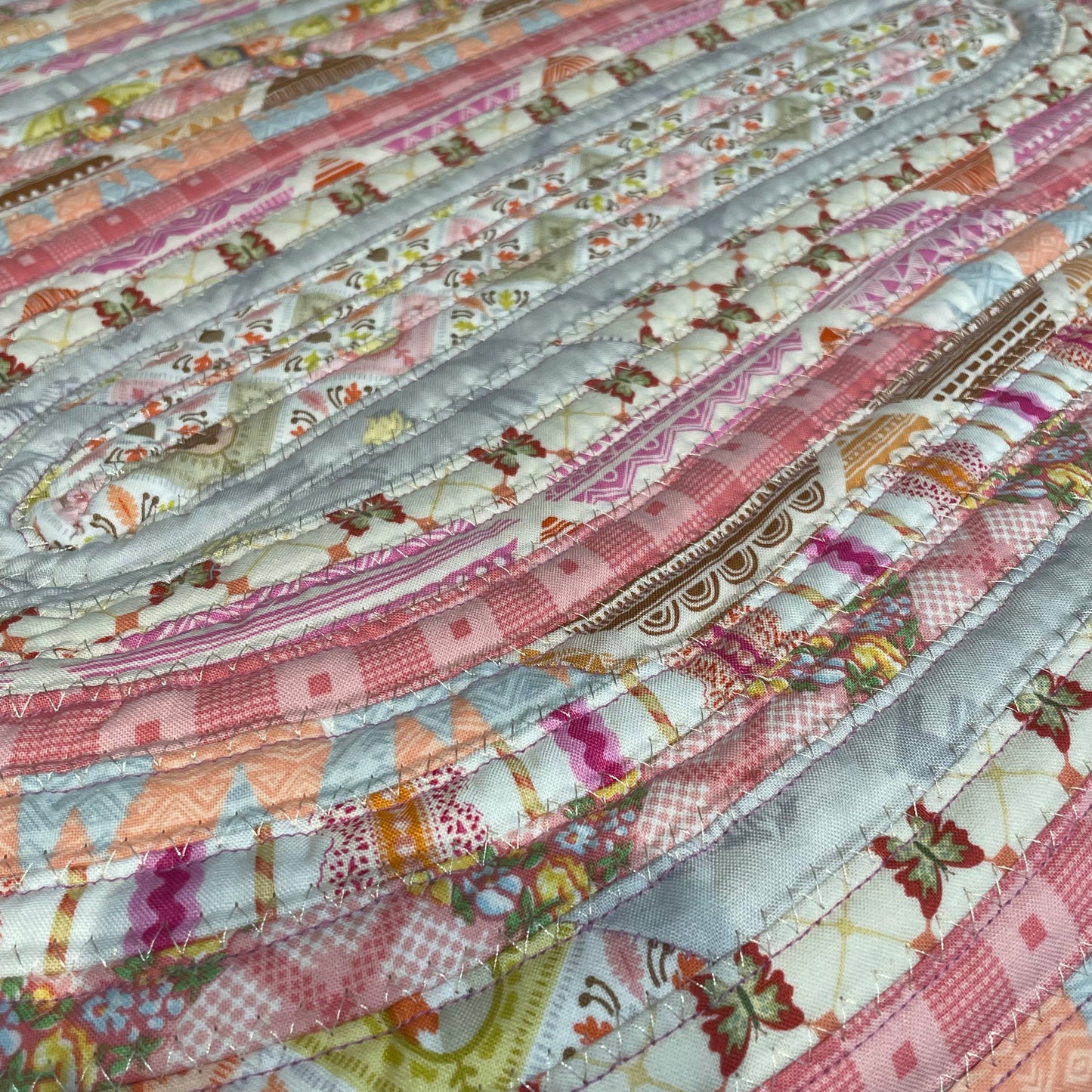 Pink and Cream Cotton Rug For Kitchen, Bedside Rug or Bathmat