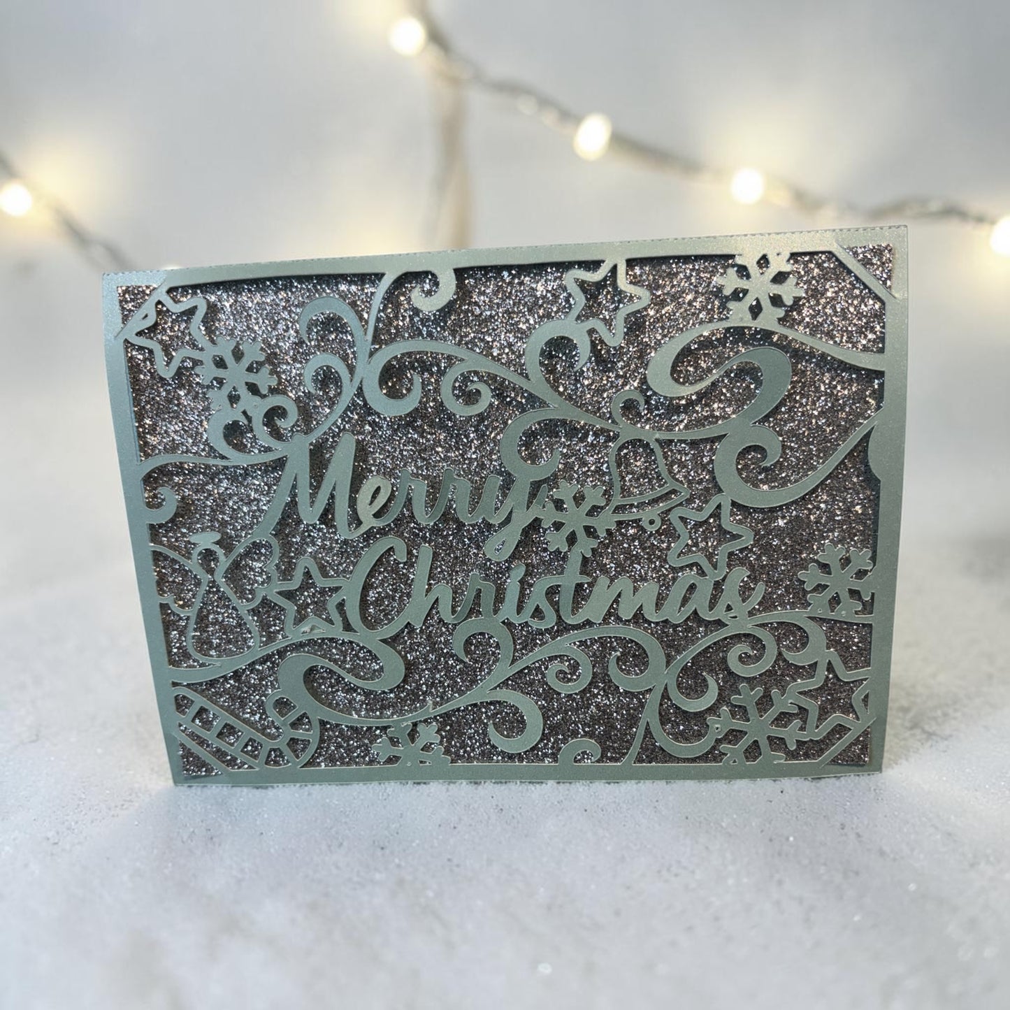Merry Christmas Snowflake Card SVG | Elegant Christmas Digital Card Design | Cricut, Silhouette, EPS, CDR, DXF & AI