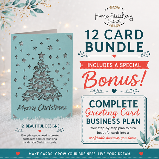 Christmas Card SVG Bundle – 12 Digital Christmas Card Designs + Business Plan Bonus