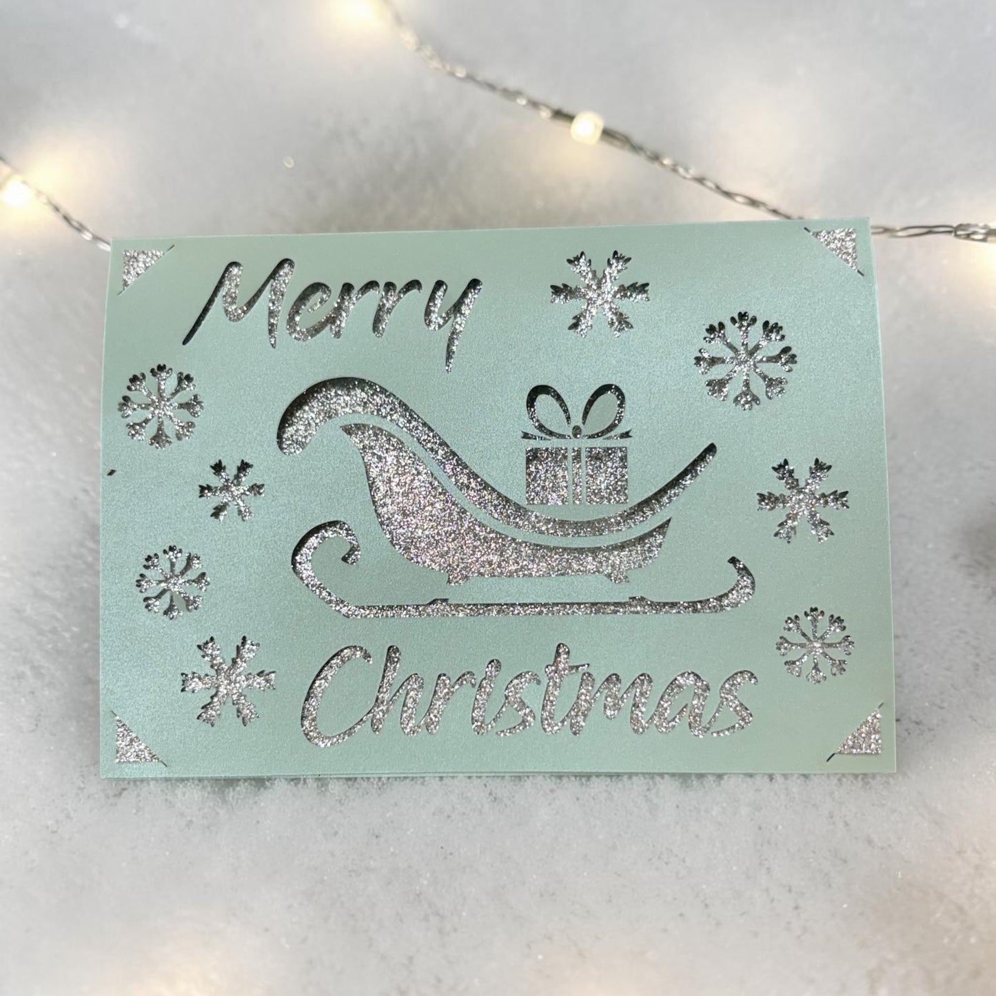 Christmas Sleigh Card SVG | Merry Christmas Digital Card Design | Cricut, Silhouette, EPS, CDR, DXF & AI
