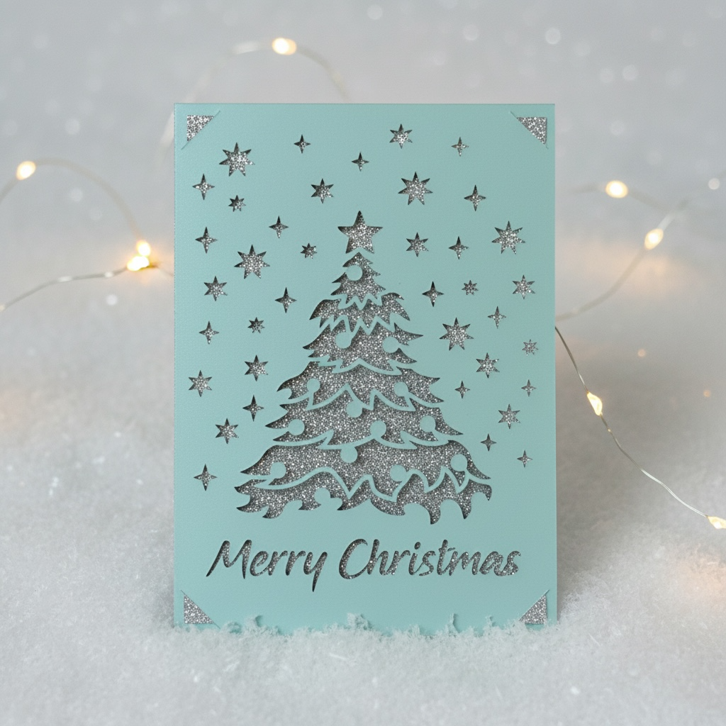 Merry Christmas Tree Digital Card Design – SVG, EPS, CDR, DXF & AI Files