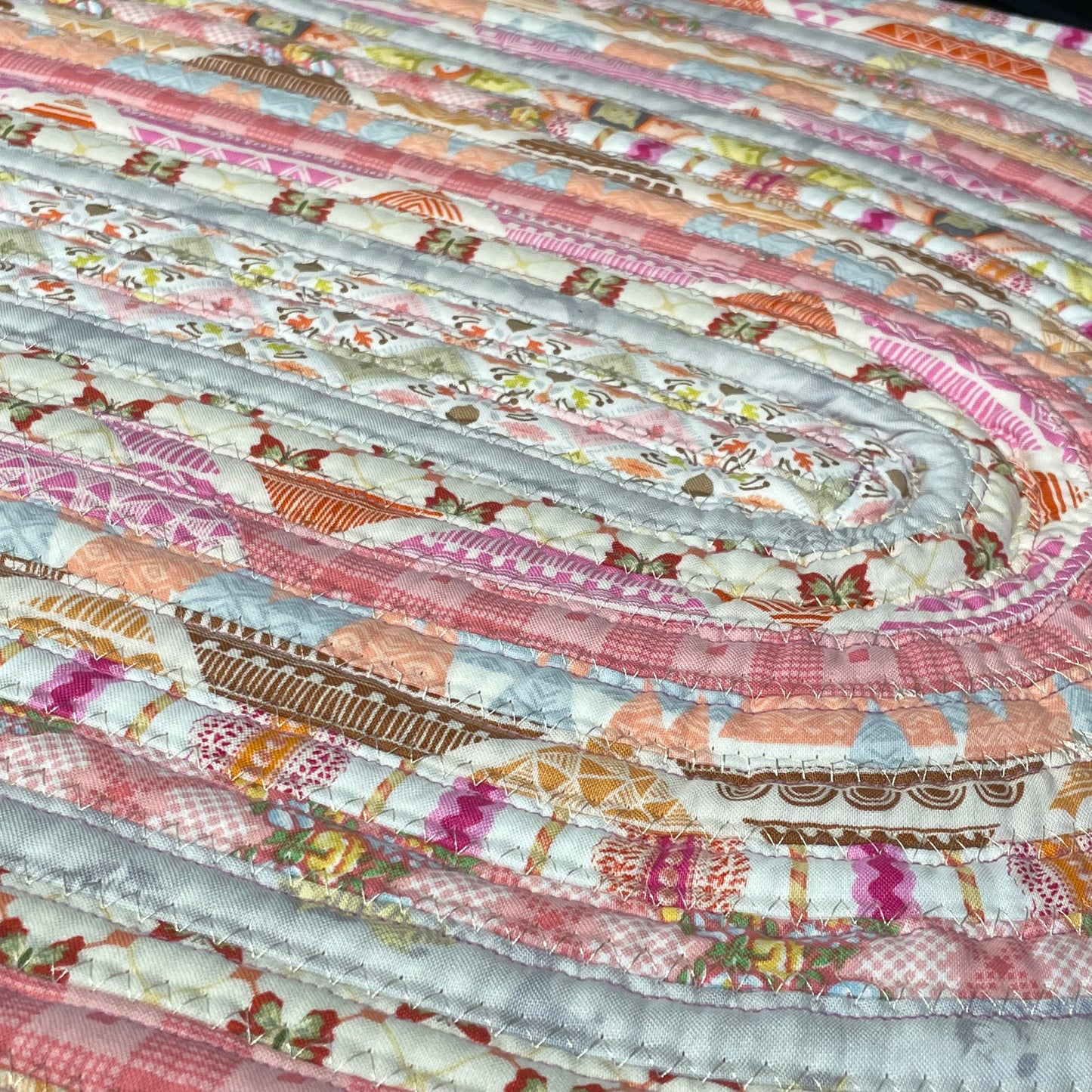 Pink and Cream Cotton Rug For Kitchen, Bedside Rug or Bathmat