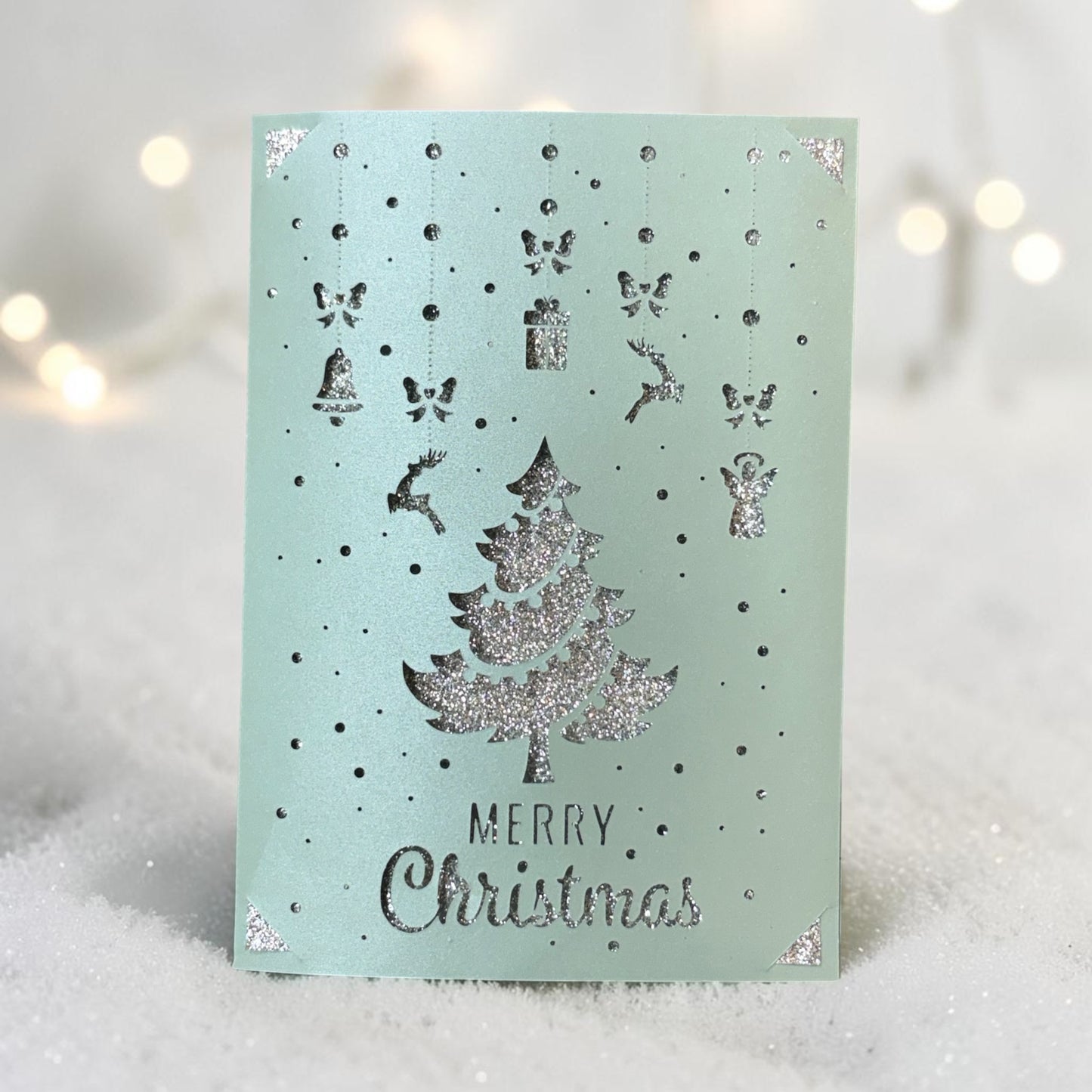 Christmas Tree Ornament Card SVG | Merry Christmas Digital Card Design | Cricut, Silhouette, EPS, CDR, DXF & AI