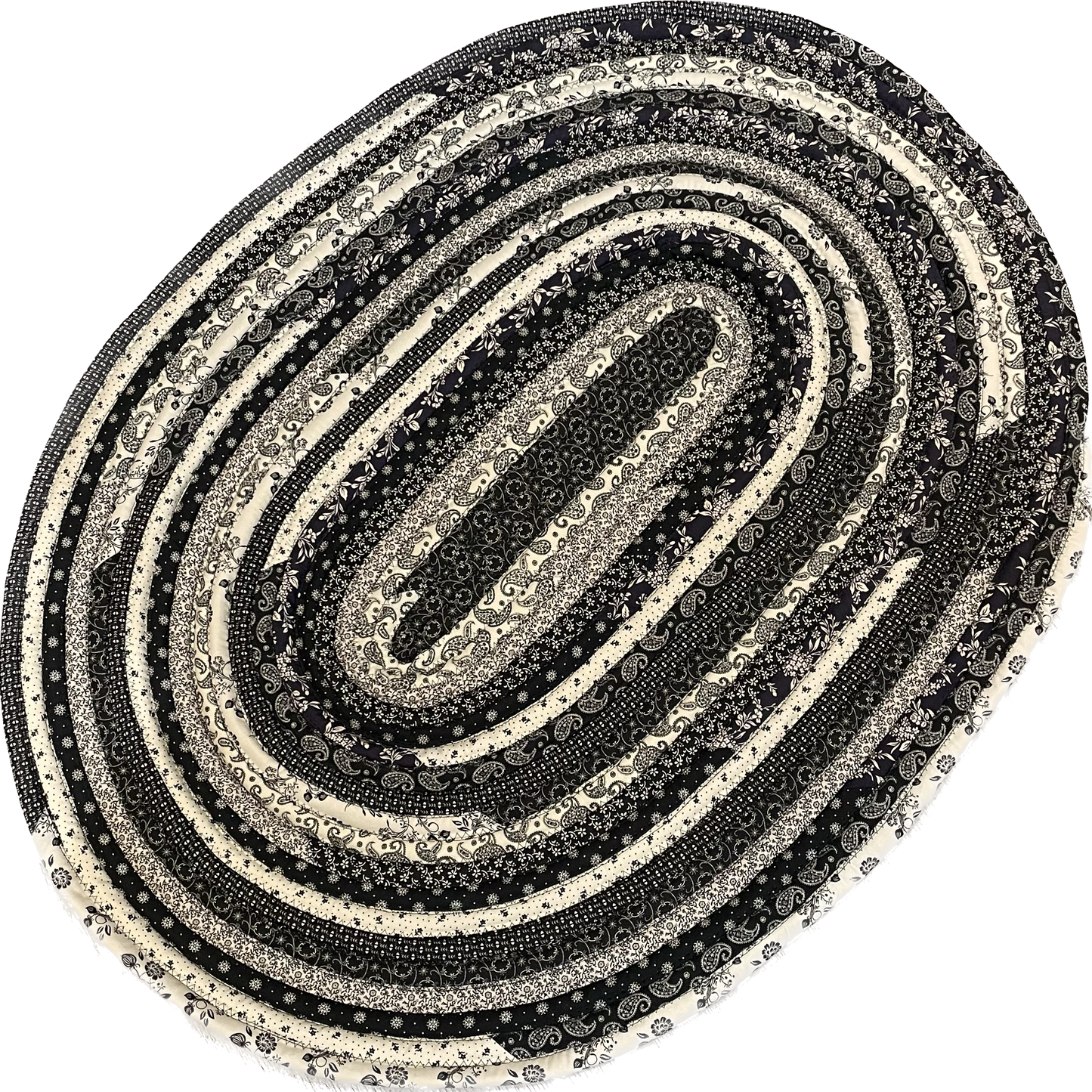 Black and Cream Jellyroll Rug for Kitchen
