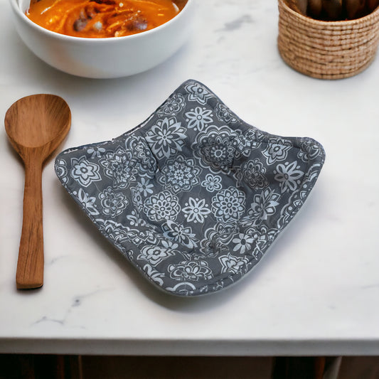 Soup Bowl Cozy| Grey Reversible Microwave Soup Cozy |  Grey Soup Bowl Hugger