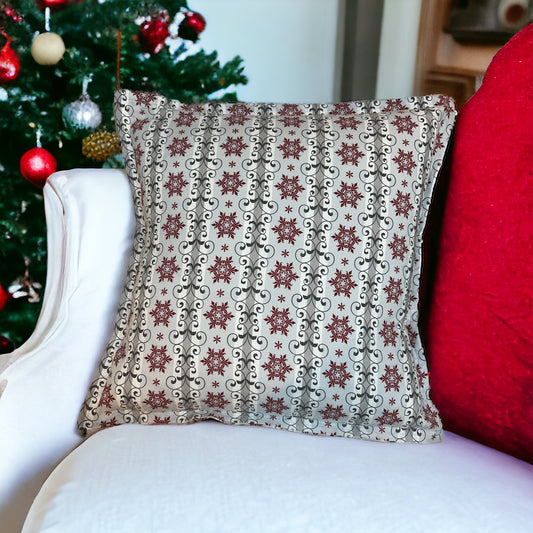 Red and Grey Snowflake Pillow Sham - Insert Sold Separately