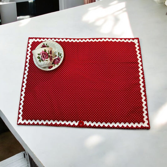 Handcrafted Red & White 50's Polka Dot Dish Drying Mat