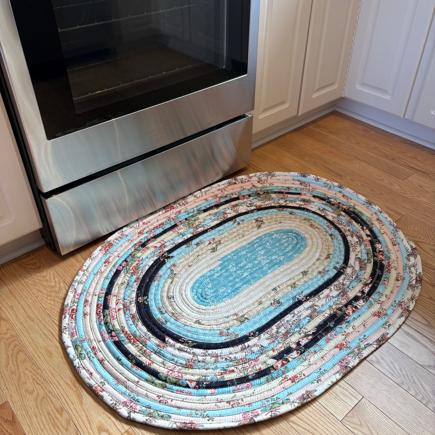 Vintage Garden Teal Jelly Roll Rug