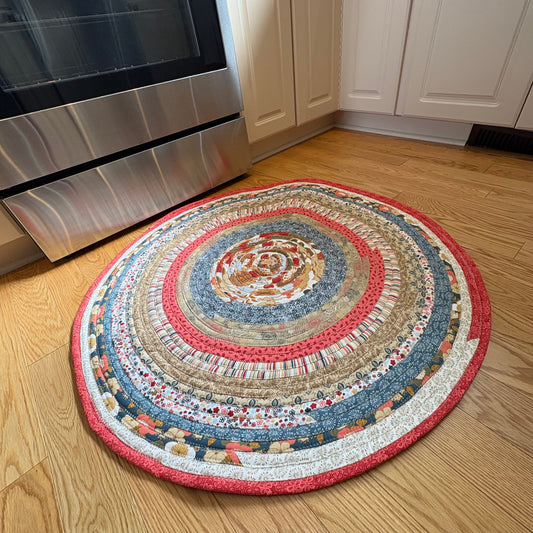 70's Orange Rug - Washable Handmade Round Rug