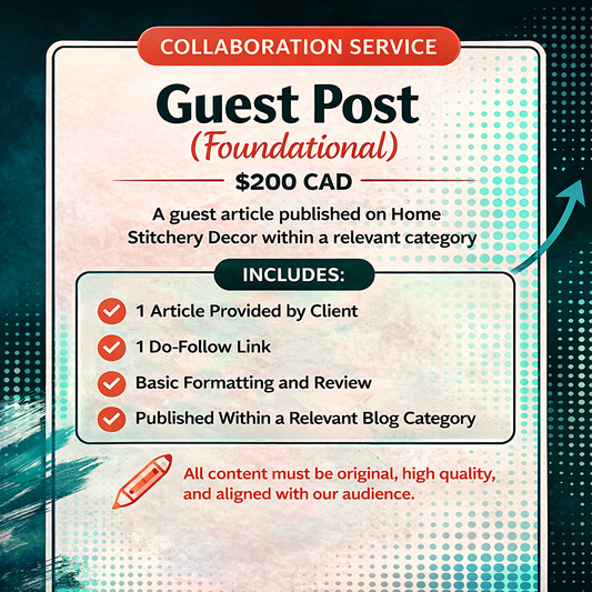 Guest Post (Foundational) graphic showing collaboration service priced at $200 CAD. Includes one article provided by client, one do-follow link, basic formatting and review, and publication within a relevant blog category. Designed to help brands gain visibility through high-quality blog content.