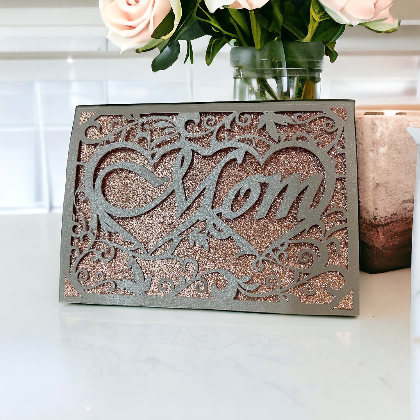 Mother's Day Card Handcrafted Cardstock and Glitter Card For Mom