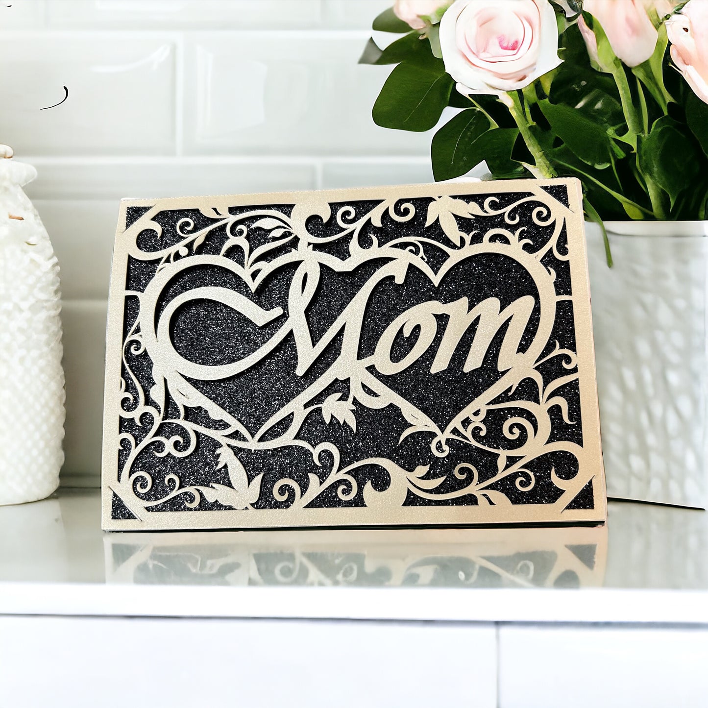 Mother's Day Card Handcrafted Cardstock and Glitter Card For Mom