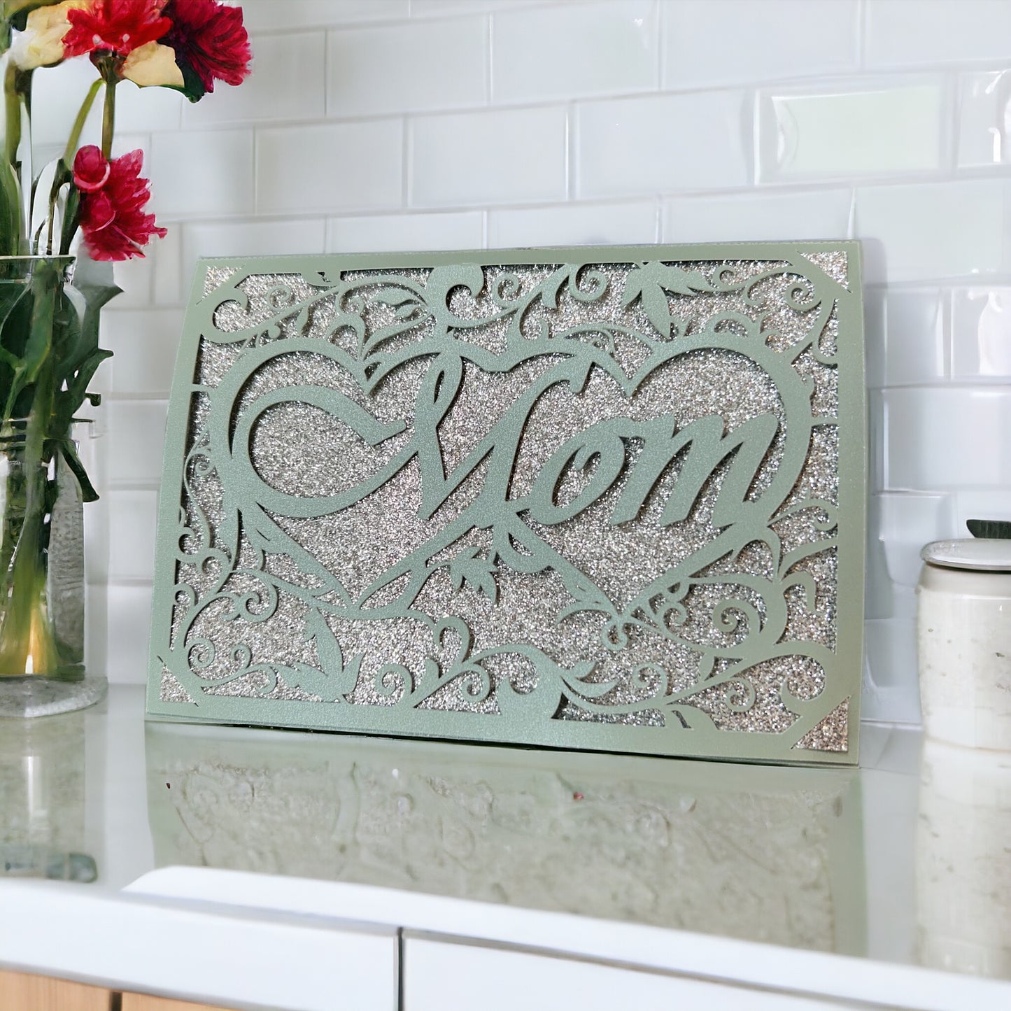 Mother's Day Card Handcrafted Cardstock and Glitter Card For Mom