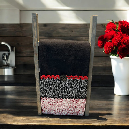Red And Black Handmade Dish Towel | Kitchen Tea Towel