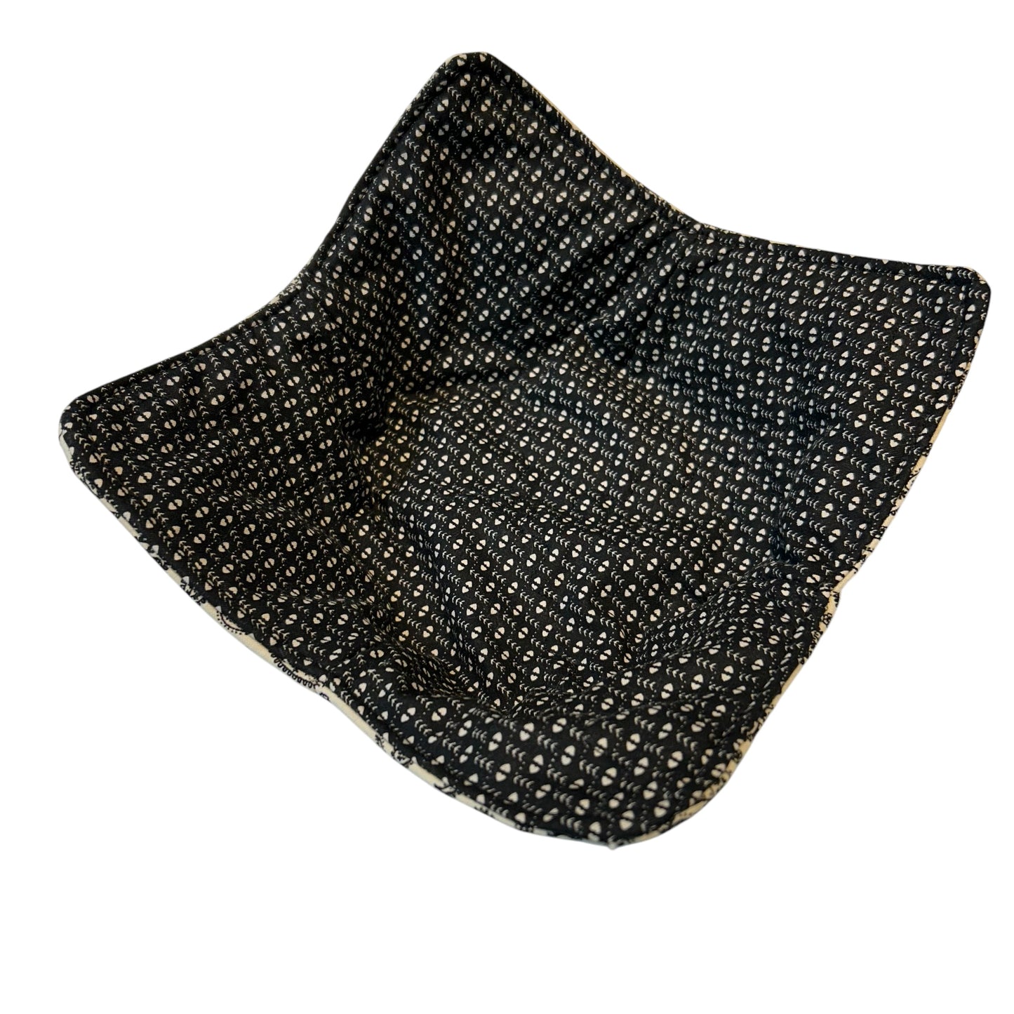 Soup Bowl Cozy Black and Cream Floral Microwave Soup Hug for Hot Soup Bowl Pad