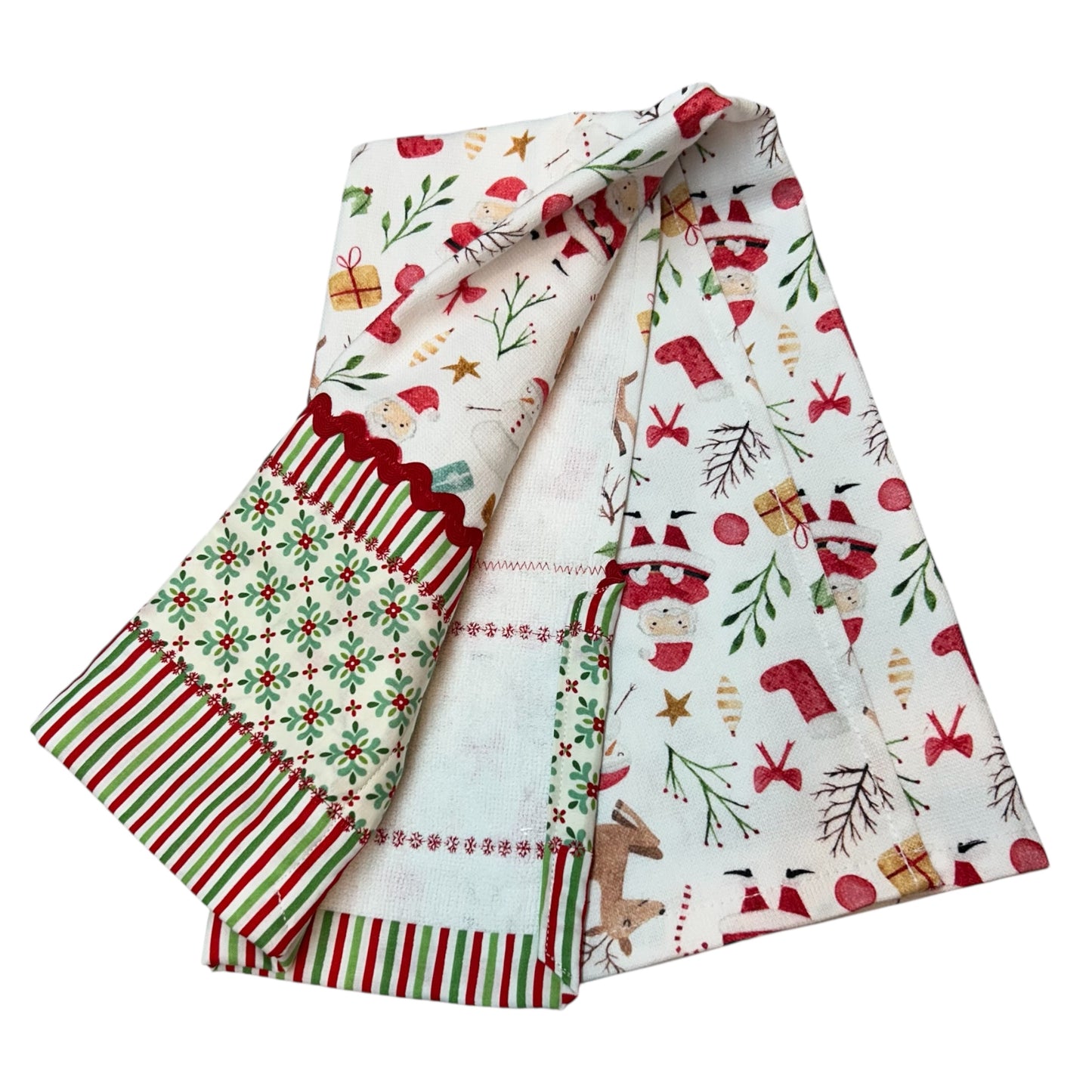 Santa and Reindeer Tea Towel