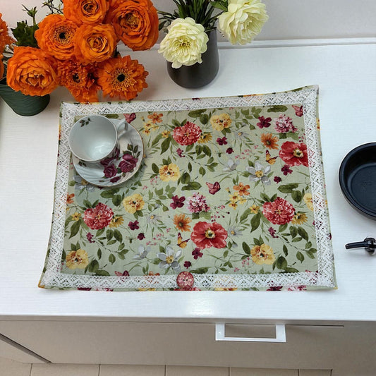 Coral Floral Dish Drying Mat