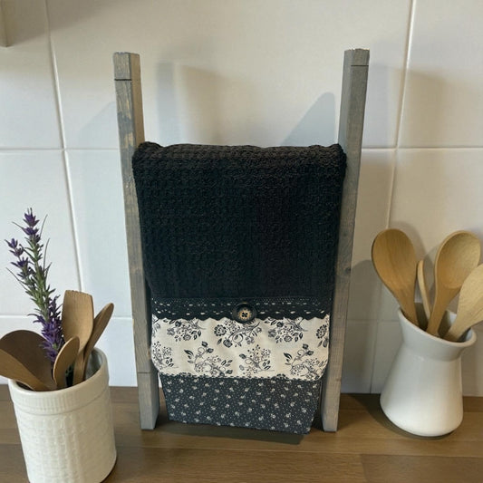 Black Floral Dish Towel