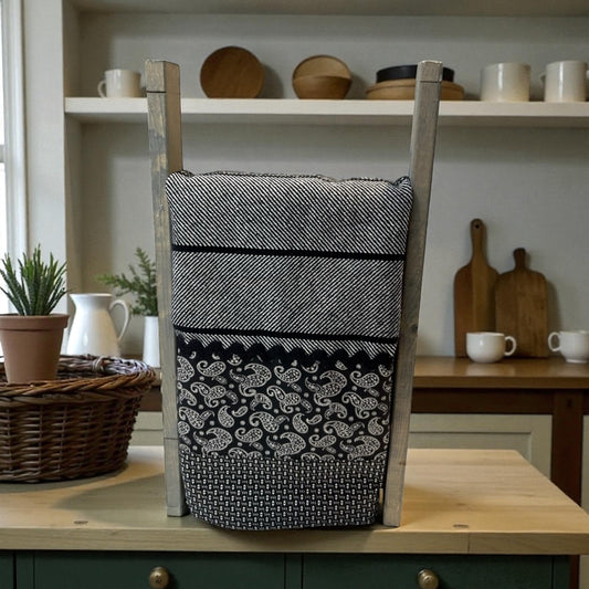 Black Dish Towel with Paisley Print