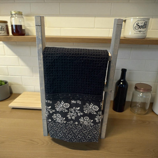 Black Floral Dish Towel