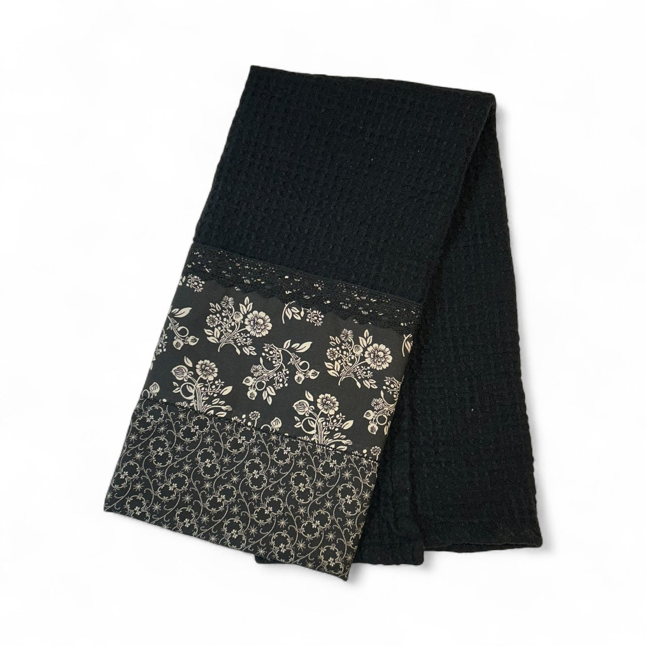 Black Floral Dish Towel