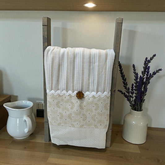 Classic Country Cream and Taupe Dish Towel