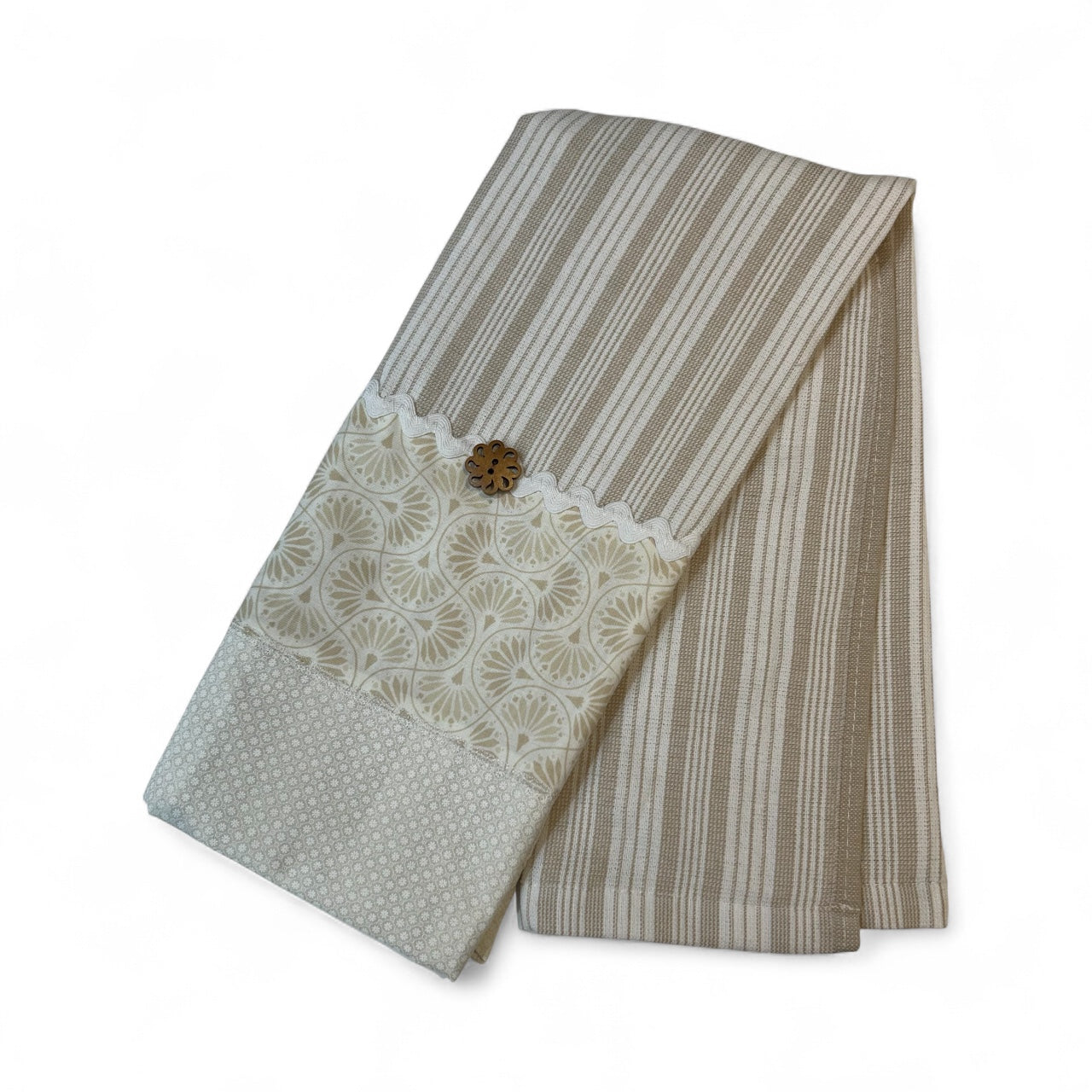 Classic Country Cream and Taupe Dish Towel