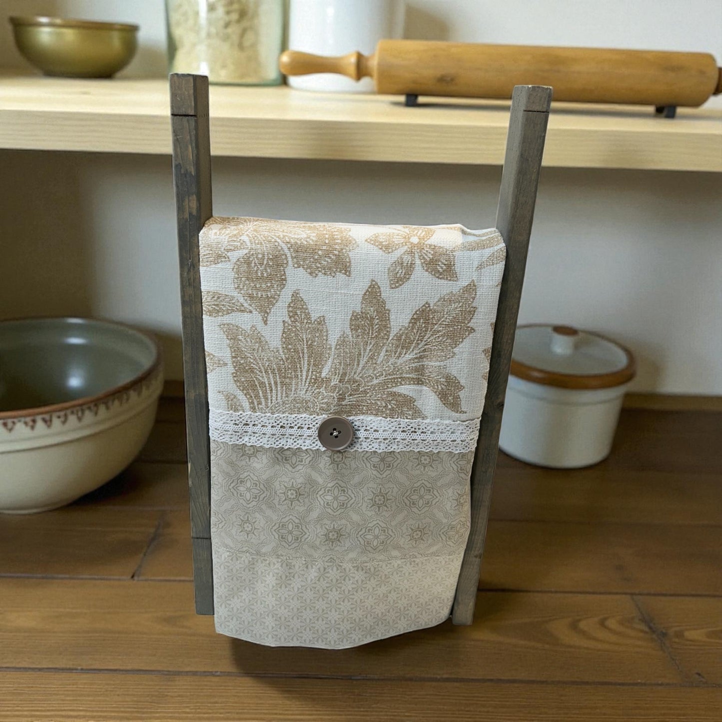 Taupe Leaf Dish Towel