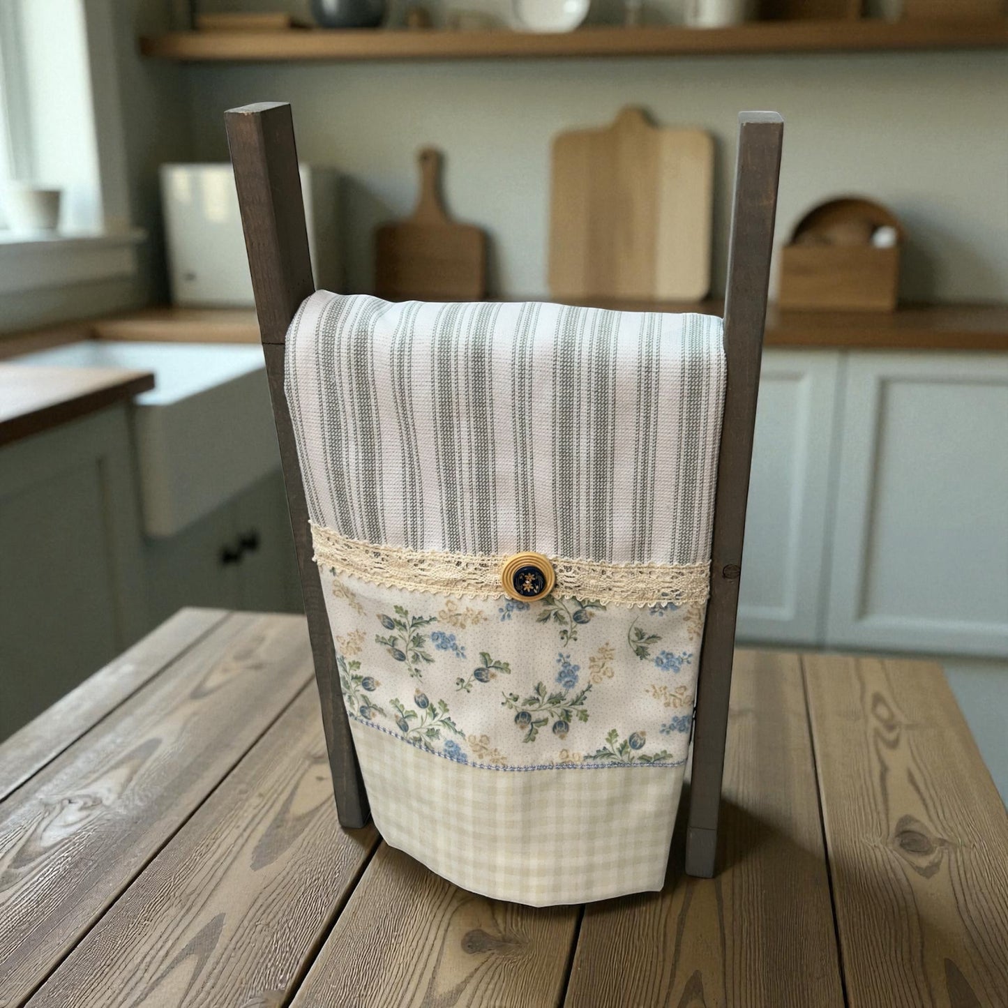 Green and Blue Floral Dish Towel