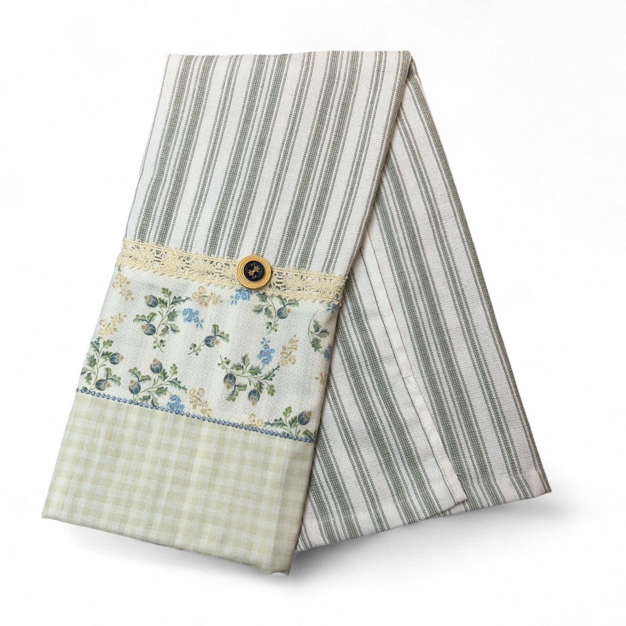 Green and Blue Floral Dish Towel