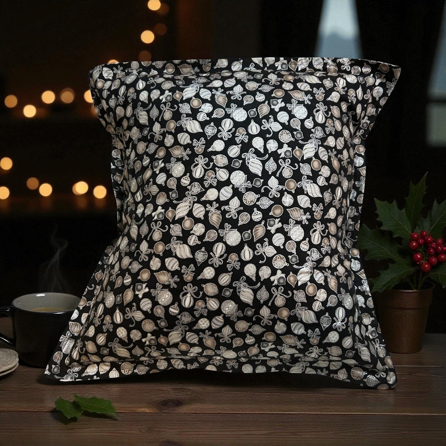 Christmas Bobbles Print Pillow Cotton Pillow Sham - Insert sold separately