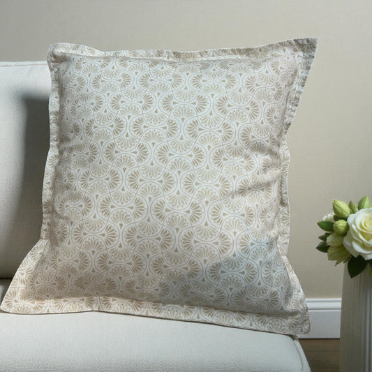 Cream Print Pillow Cotton Pillow Sham - Insert sold separately