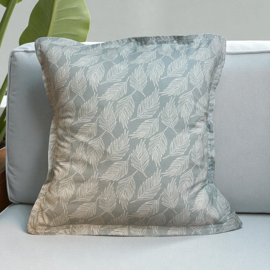 Blue Leaf Print Pillow Cotton Pillow Sham - Insert sold separately
