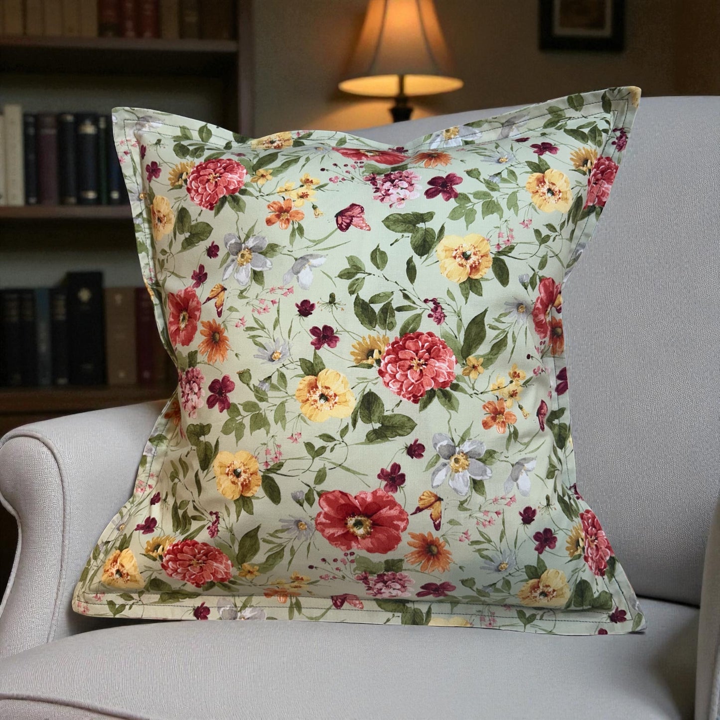 Coral Floral Cotton Pillow Sham - Insert sold separately